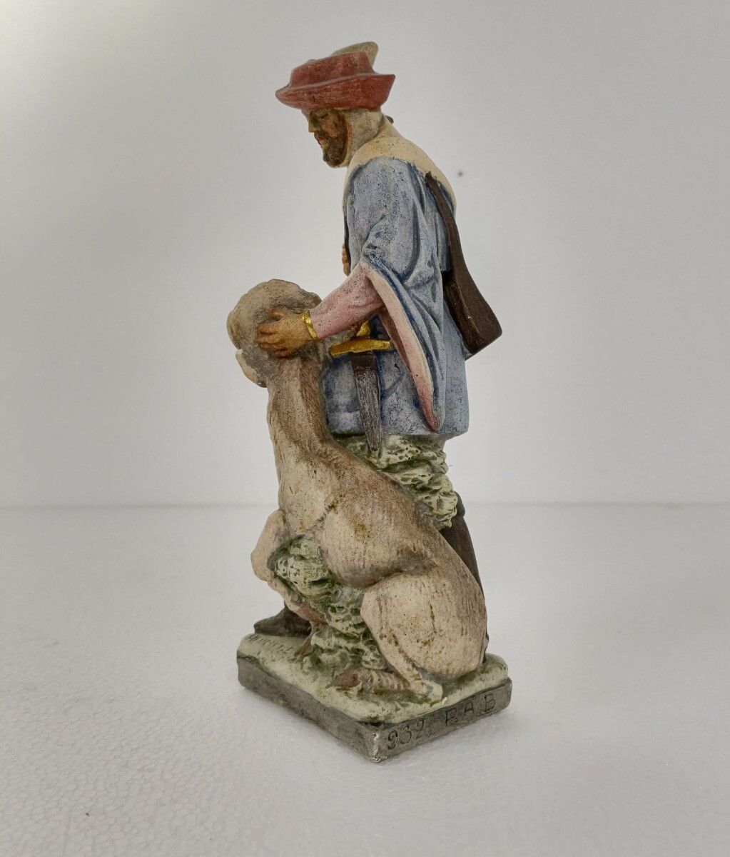 Statue Figurine Saint Hubertus Hubert Stag Htf Collector Vintage Stoneware Sig photo Art