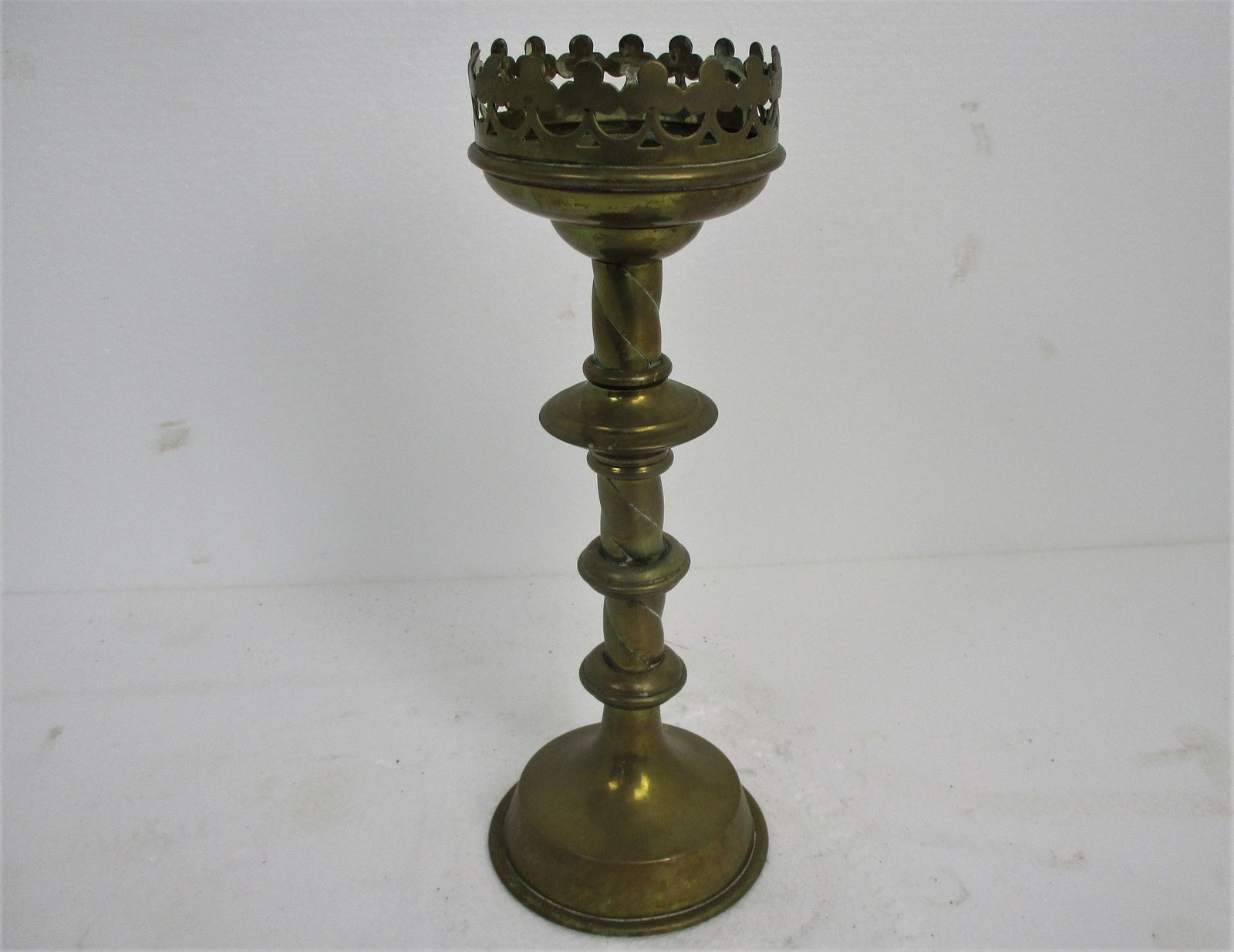 Antique Candle Holder Candle Stick Church  Chapel Altar Monastery Brass Twisted photo furniture
