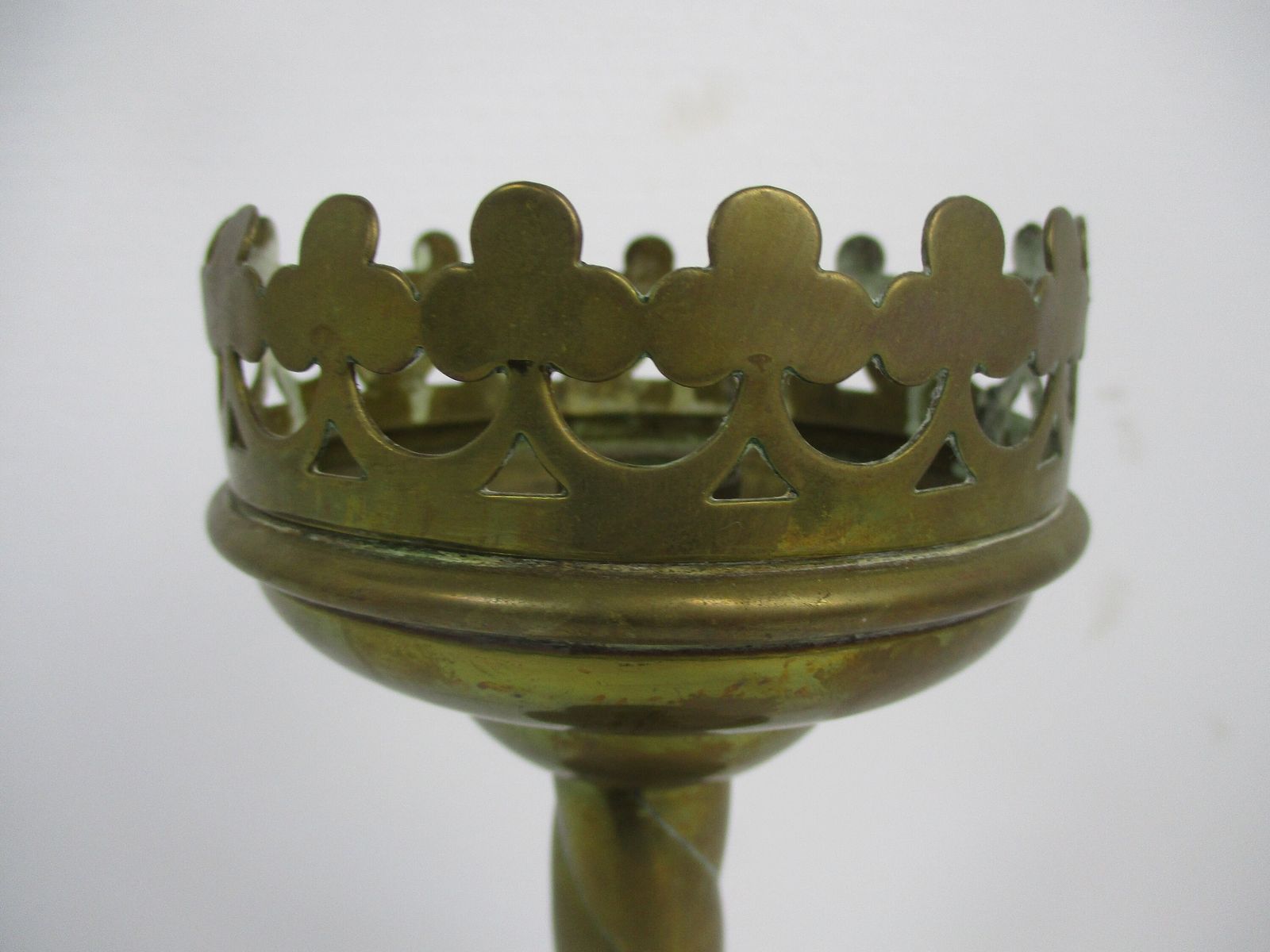 Antique Candle Holder Candle Stick Church  Chapel Altar Monastery Brass Twisted photo for sale