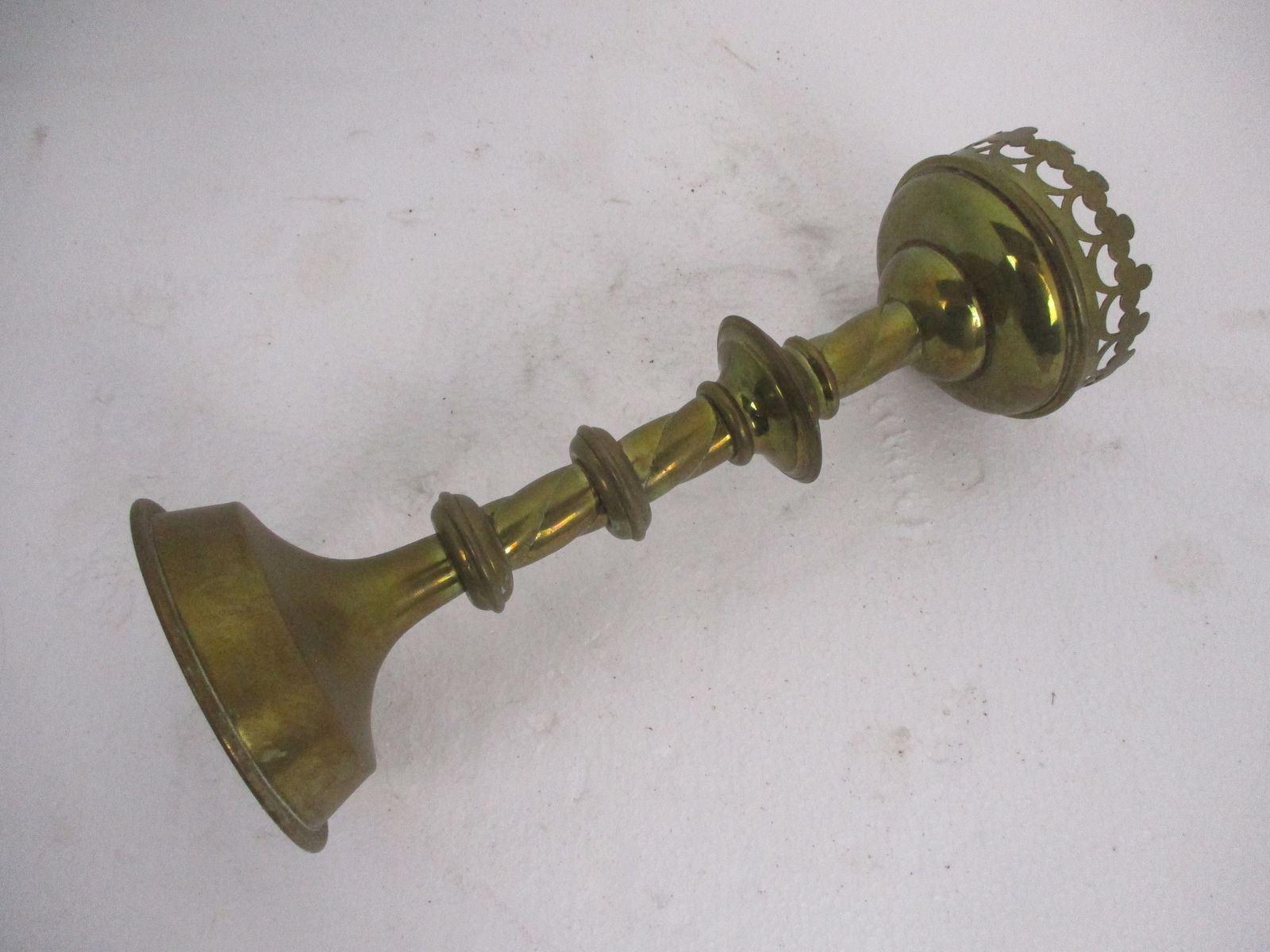 Antique Candle Holder Candle Stick Church  Chapel Altar Monastery Brass Twisted photo 142.0