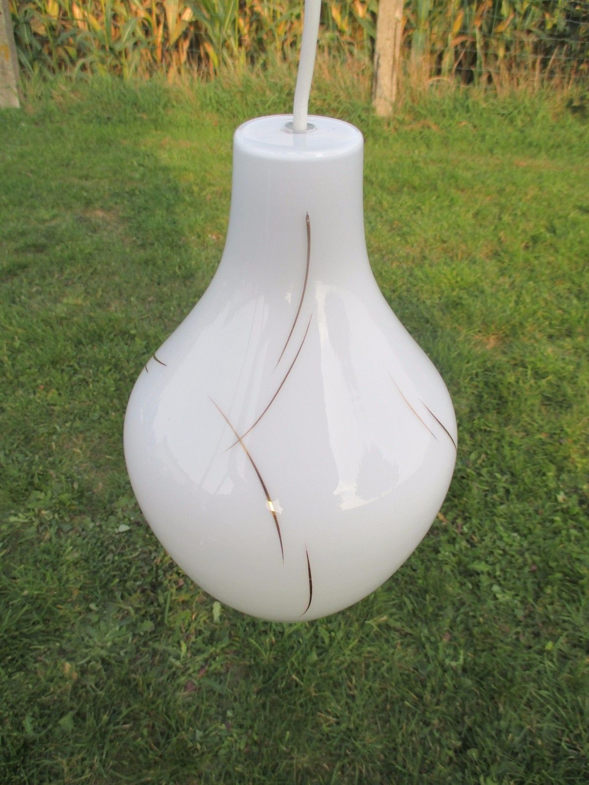 Vintage Chandelier Pendant Opaline Bottle Form Gold Gilt Painted Art Deco Nice photo 142.0