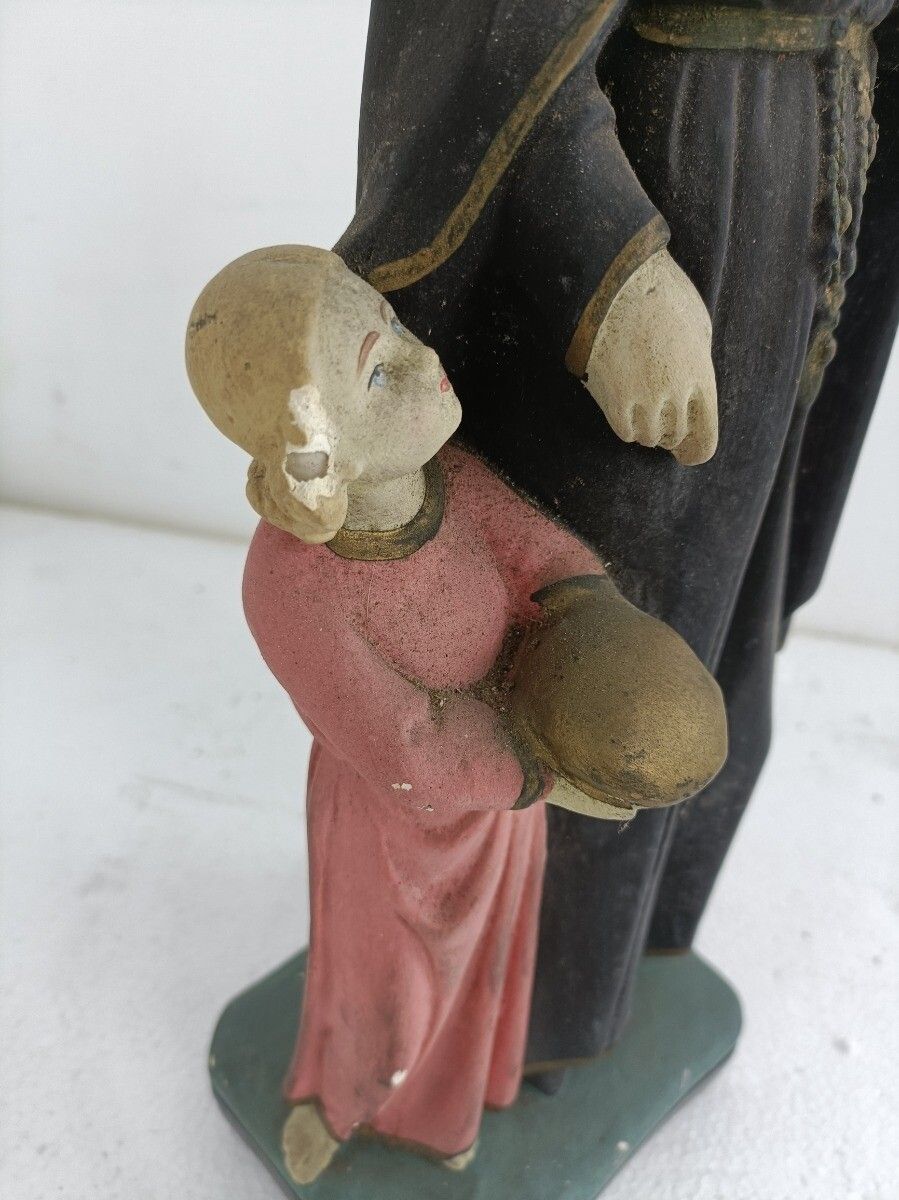 Antique Statue Saint Santo Gerard Santo Majella  Neo Gothic Plaster Priest  Infa photo 142.0