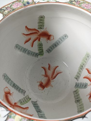 Couple  Vintage Chinese Porcelain Enamel Koi Fish Bowl Planters Vases Cachepots photo Home Decor