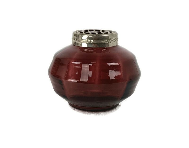 Art Deco Vase  Cranberry Glass Flower Holder Pique Fleurs Gorgeous