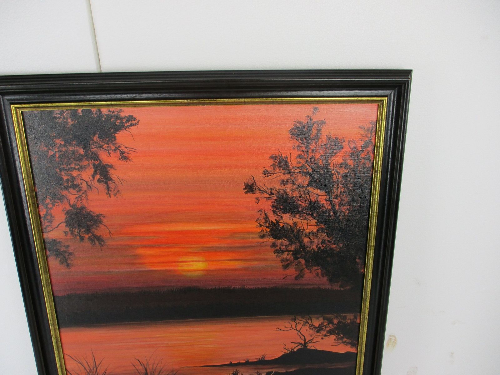 Oil Painting Canvas Framed Landscape Sunset Beautiful photo furniture