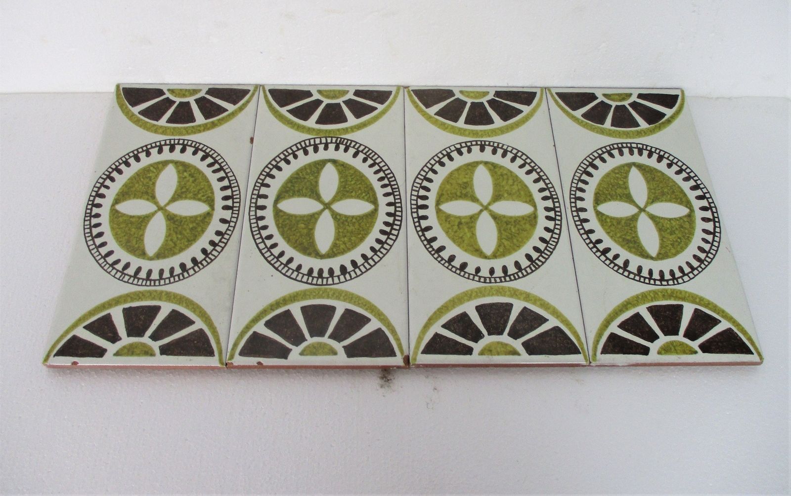 Set Of 4 Art Deco Large Ceramic Wall Tile Coasters Abstract Italy Ceramica D' photo furniture