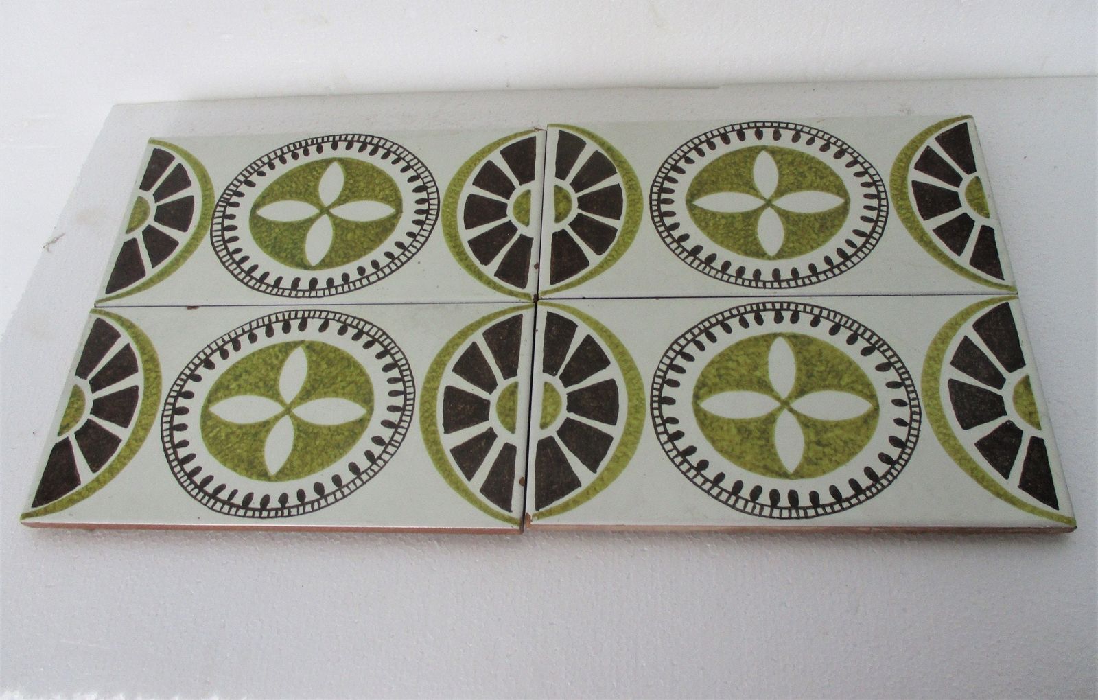 Set Of 4 Art Deco Large Ceramic Wall Tile Coasters Abstract Italy Ceramica D' photo vinterior