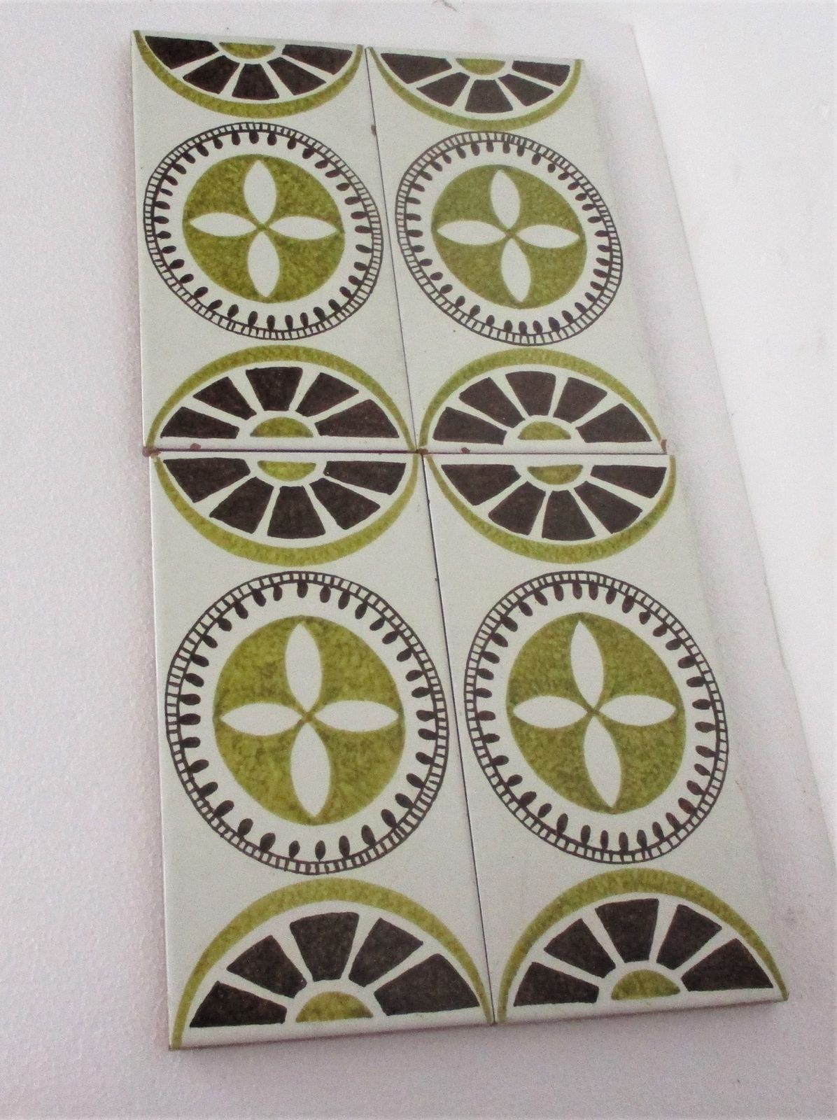 Set Of 4 Art Deco Large Ceramic Wall Tile Coasters Abstract Italy Ceramica D' photo buy