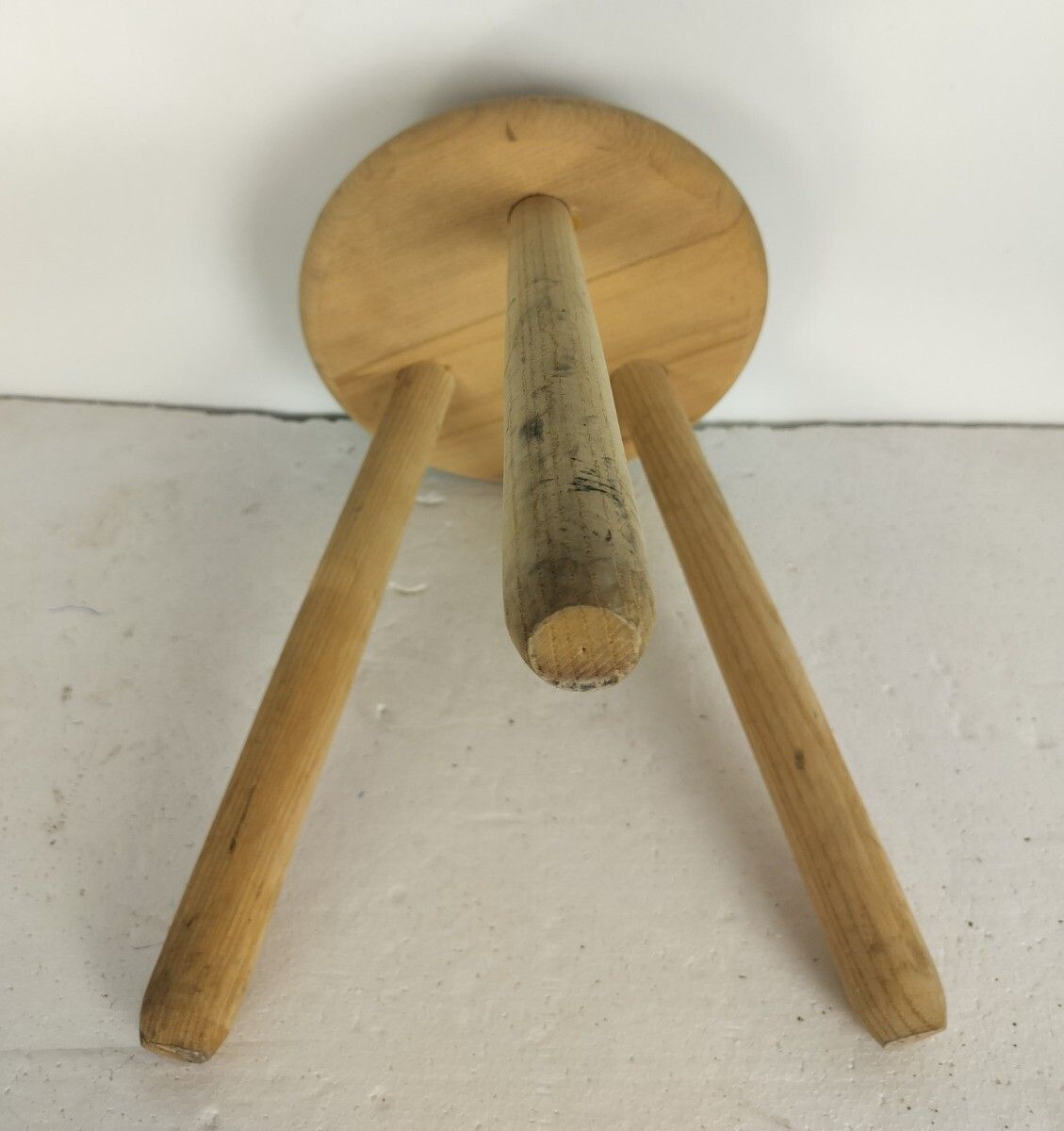 Milking Stool Pedestal Plant Stand Side Table Sandblasted Carved Wood Farmhouse photo Furniture