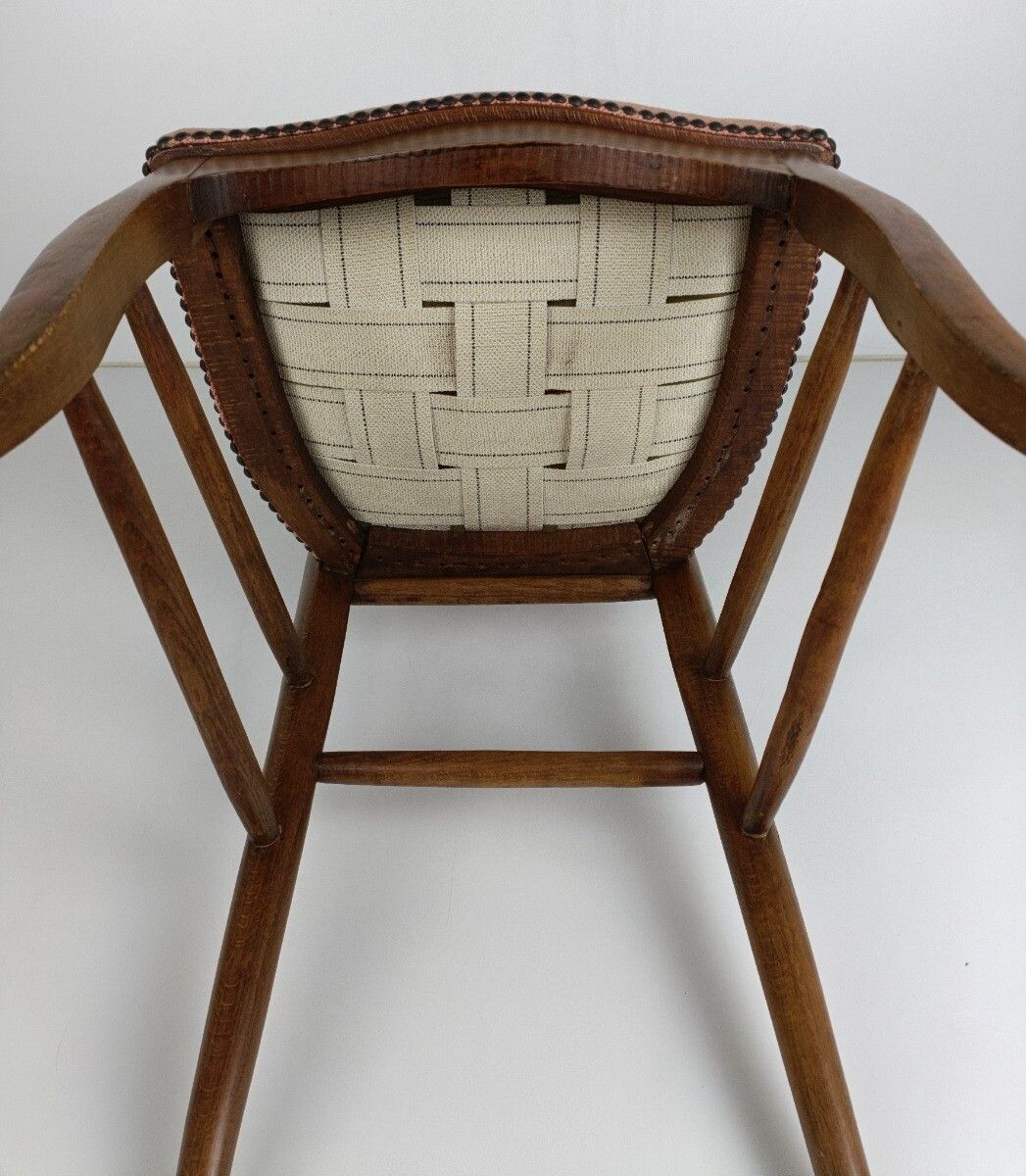 photo for sale Parlor Chair French Provincial Hobnails Needlepoint  Fabric Ornate Carved Wood V