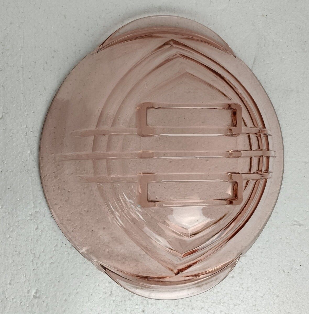 Antique Art Deco Pink Depression Glass Tray And Serving Tray Gorgeous Two Pieces photo vinterior