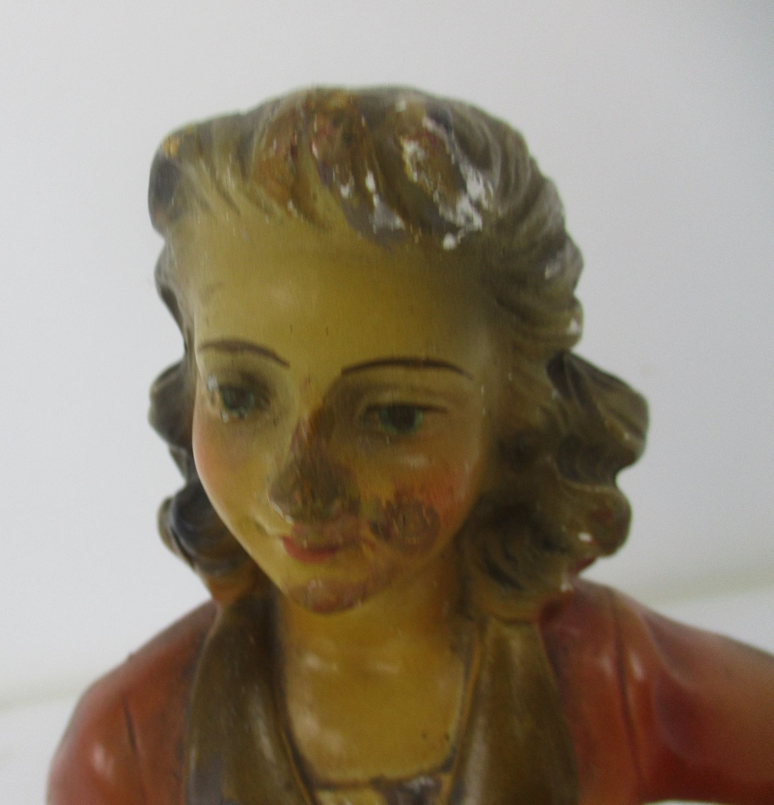 Art Nouveau Statue Figurine Girl  With King Poodle Arnavo Plaster Planter Vase M photo for sale