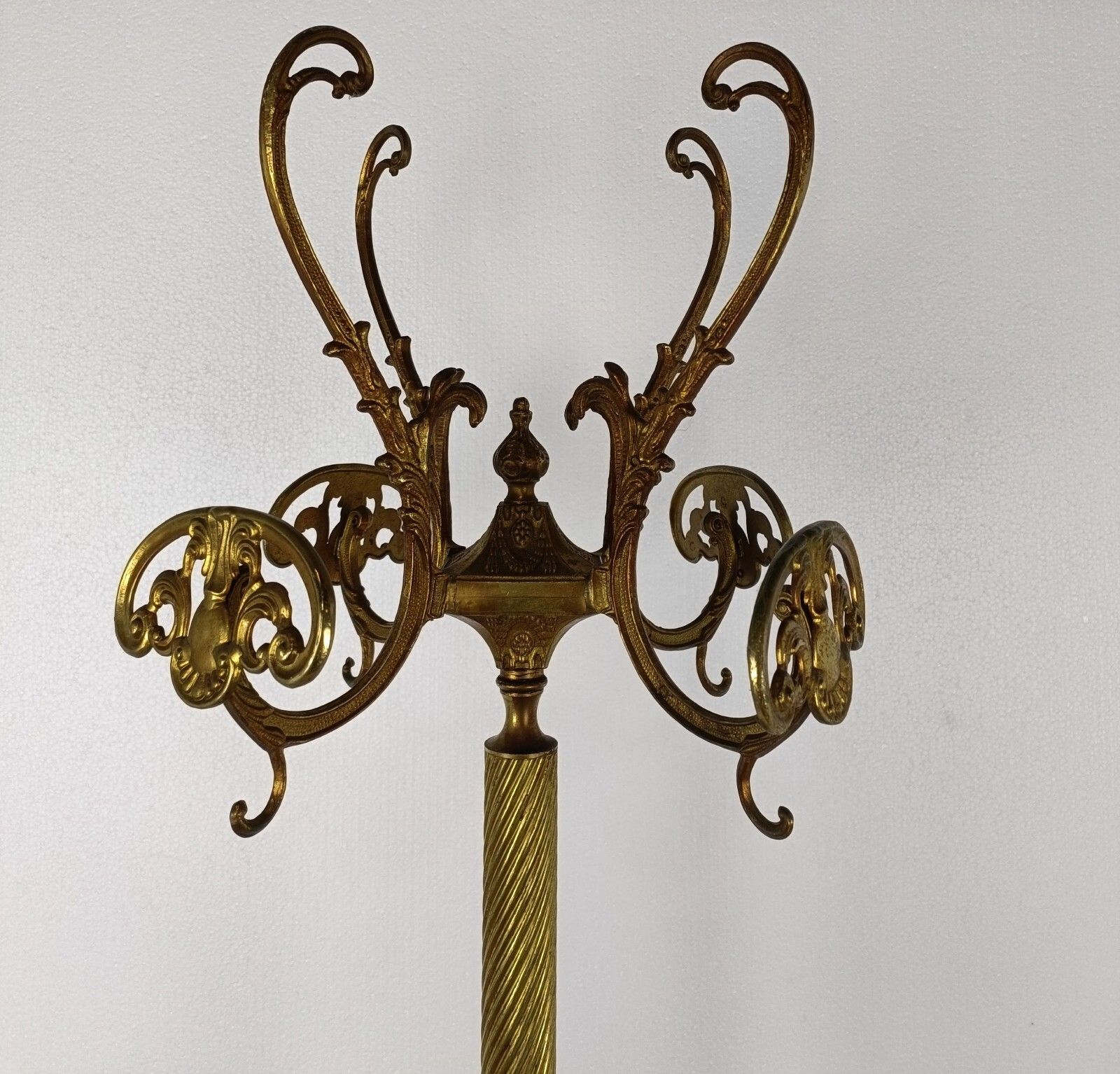 Standing Hall Tree Coat Hallway Rack Brass Fish  Base Hollywood  Regency Italy photo vinterior