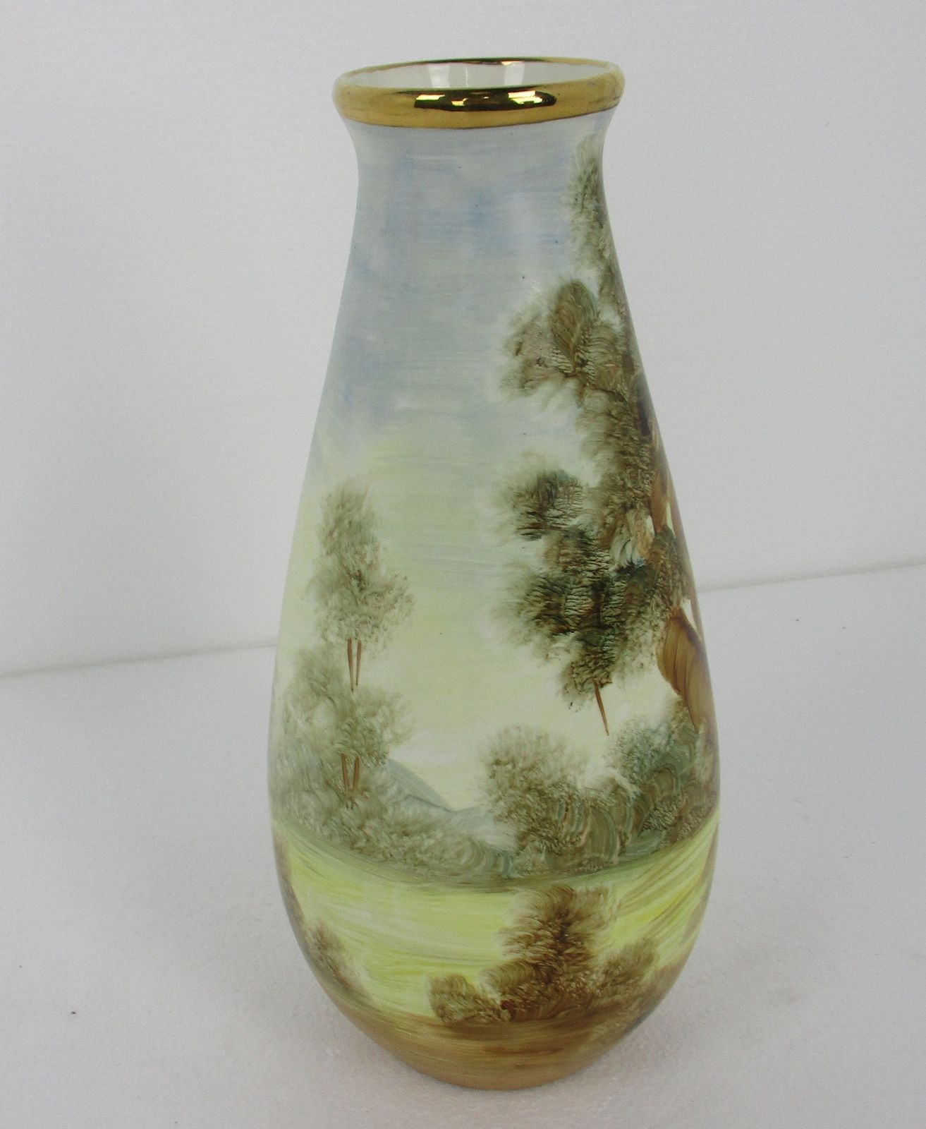 French Vase Ceramic Art Pottery Hand Painted Musician Playing Lute Gorgeous photo furniture
