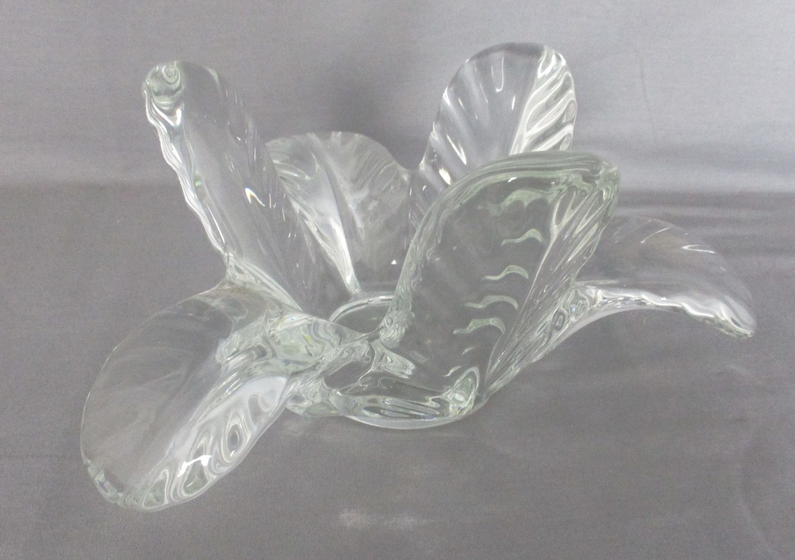 French Crystal Art Vannes Centerpiece Bowl Hand Blown  Fruit Dish Clear photo Home Decor