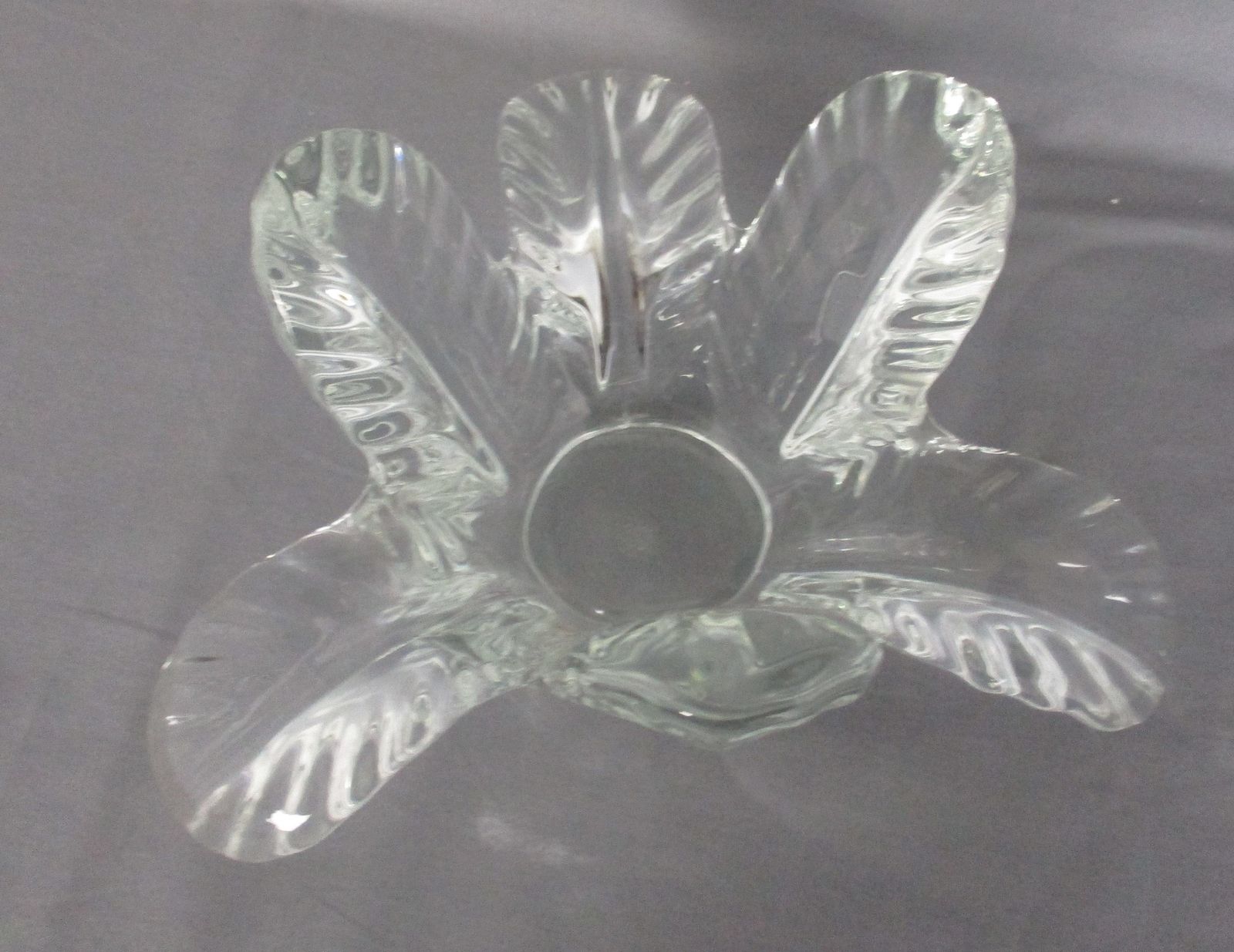 French Crystal Art Vannes Centerpiece Bowl Hand Blown  Fruit Dish Clear photo 61.0