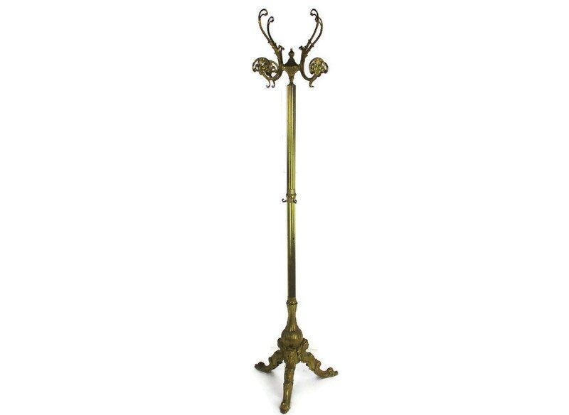 Standing Hall Tree Coat Hallway Rack Brass Mermaids Base Italian Eyecatcher