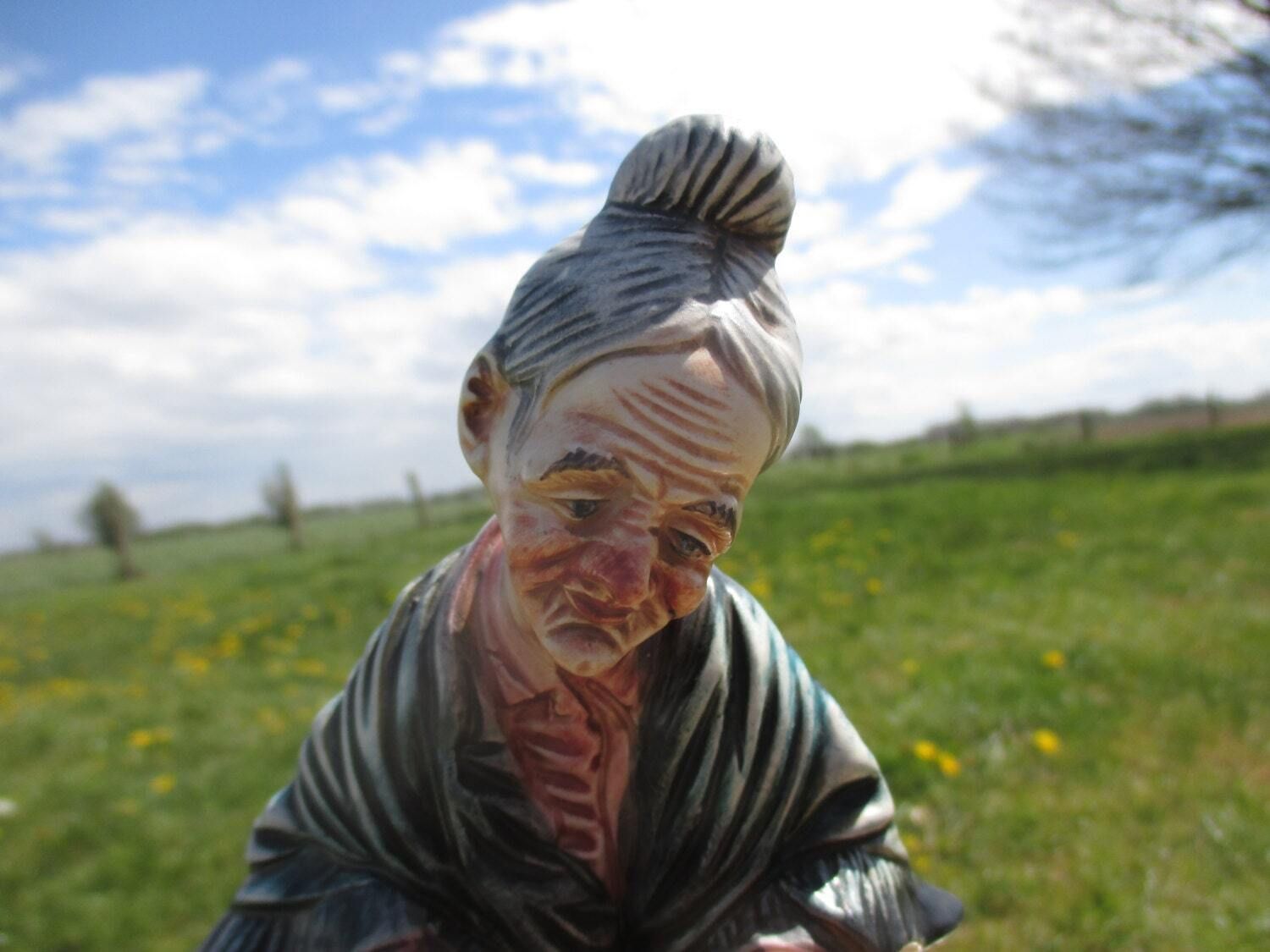 Capodimonte Italy Porcelain Figurines Old Man Lady Grandpa Grandma Nonno Nonna photo for sale