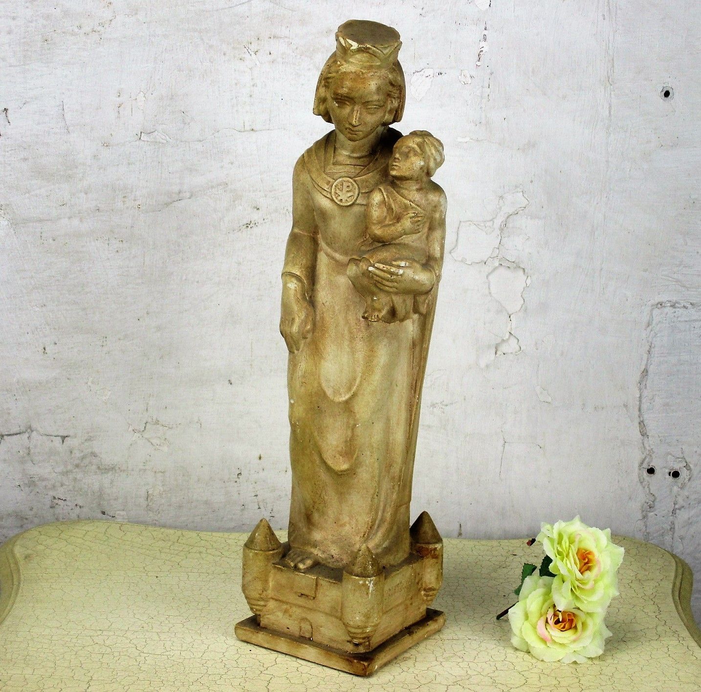 Our Lady Viscountess Fortress Patron Of Youth Movement Plaster Statue Htf 18.89"