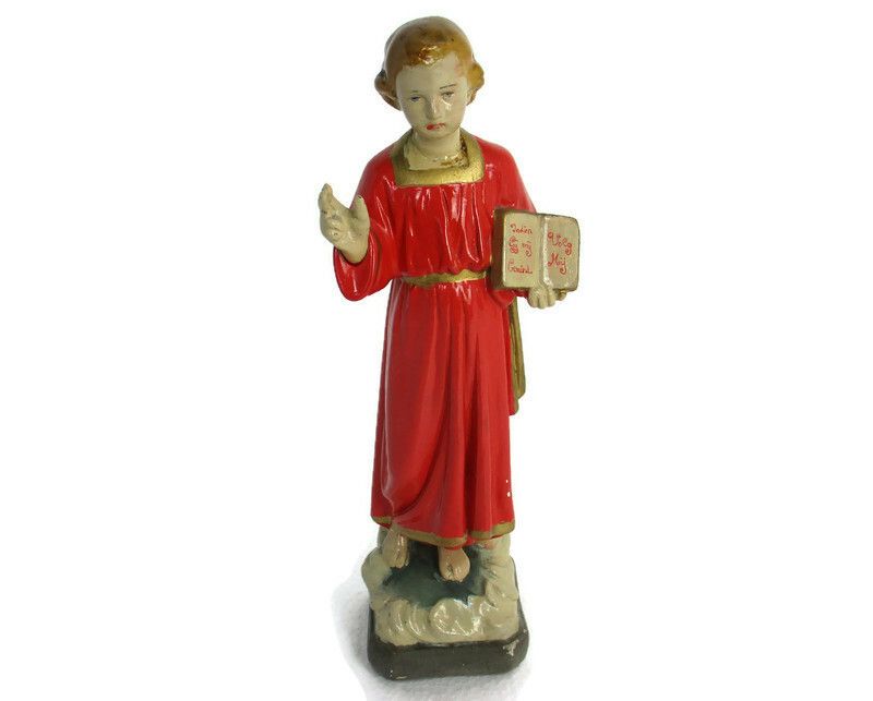 Statue Infant Jesus Santo Nino Wit Bible Plaster  Collector Gorgeous  Antique