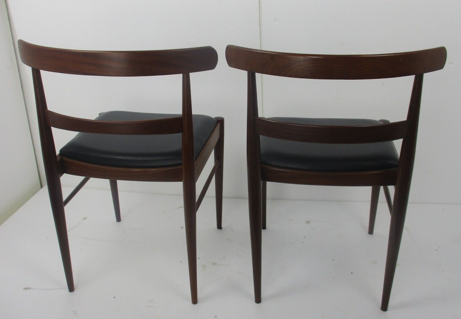 Pair Vintage Dining Chairs Scandinavian Modernist Style Teak Faux Leather French photo buy