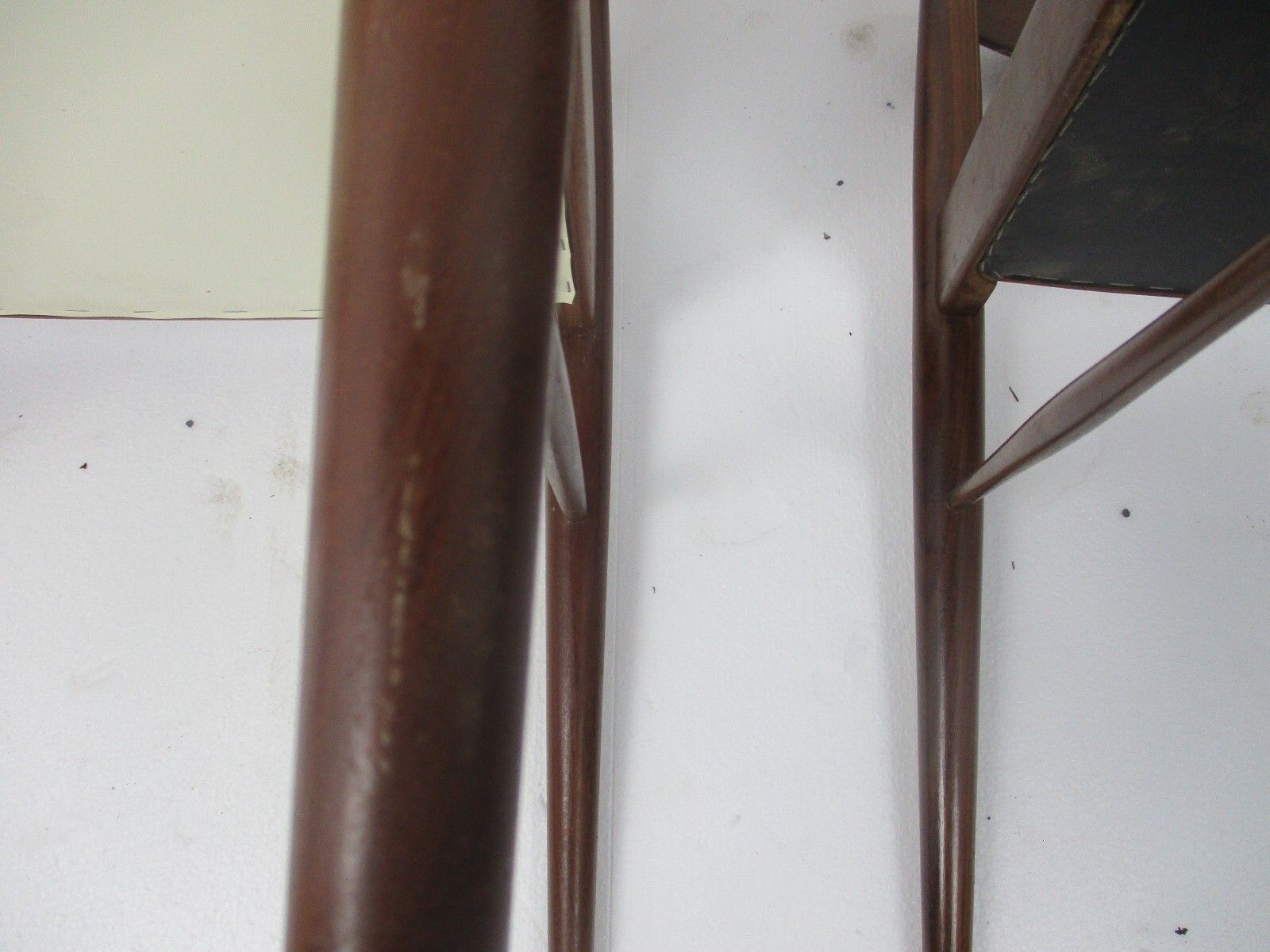 Pair Vintage Dining Chairs Scandinavian Modernist Style Teak Faux Leather French photo vintage
