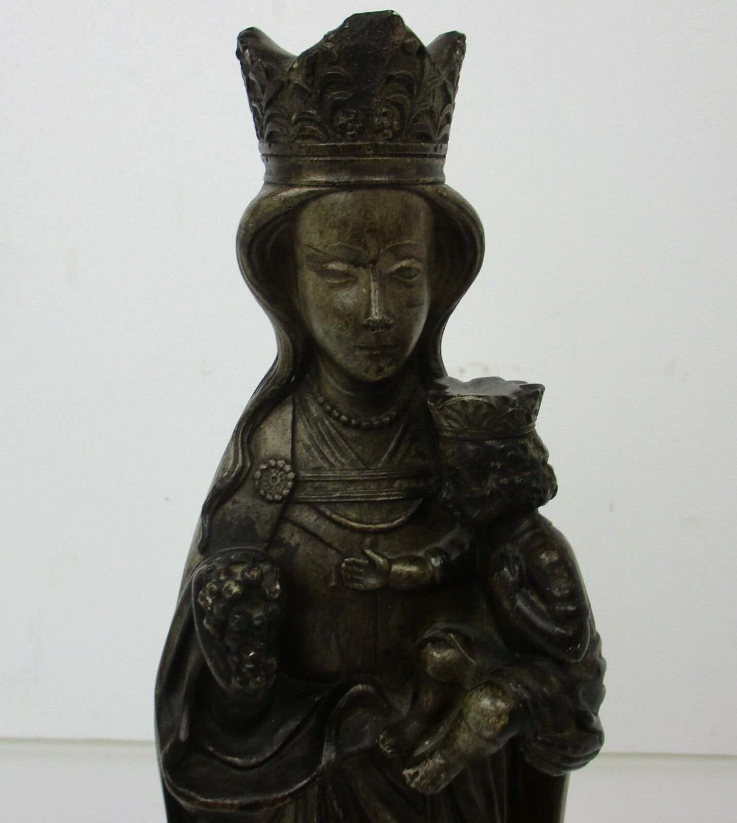 Statue Our Lady Of Tongeren Black Madonna Infant Jesus Grapes Collector  Signed photo furniture