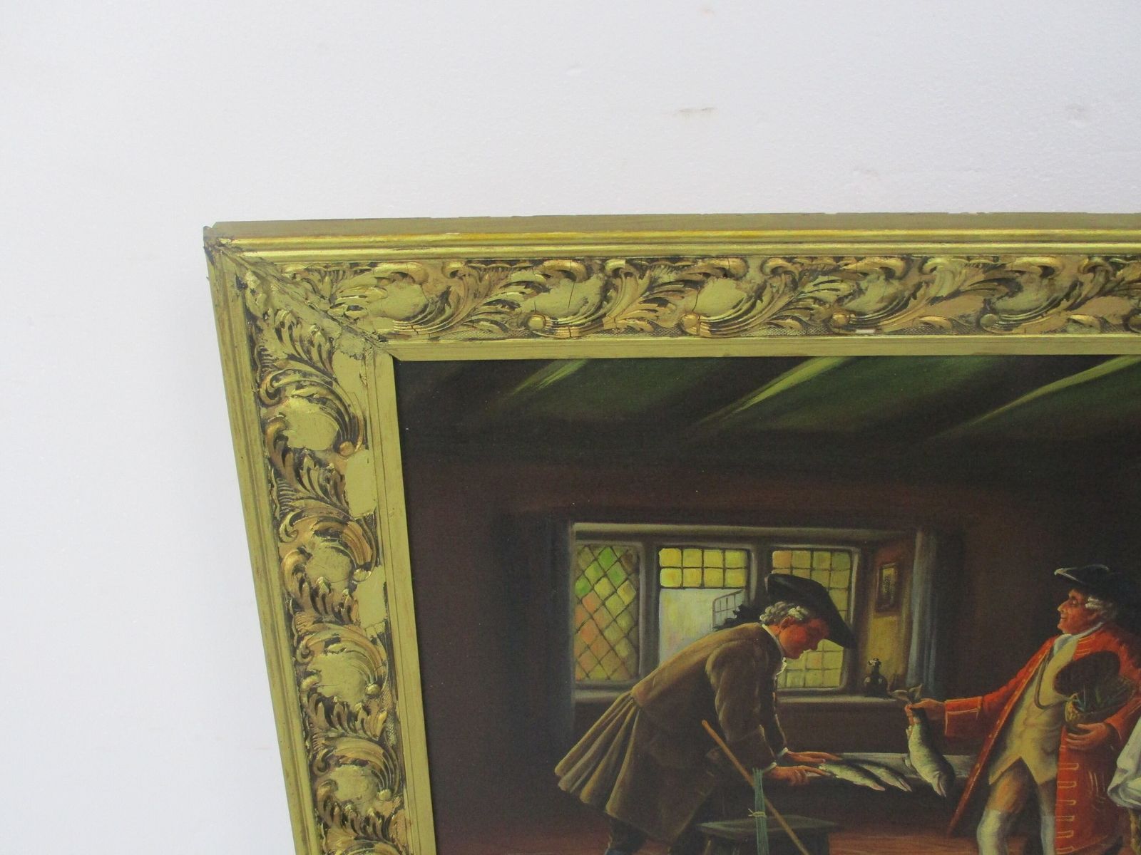 Oil Painting Ornate Wood Plaster Frame Victorian Fisherman Signed L Neyns Beauti photo furniture