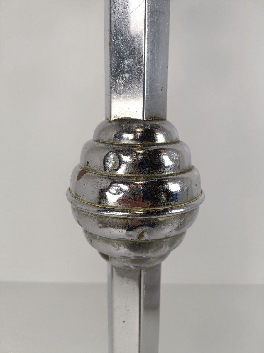 Xxl Art Deco Antique Candelabras Pair Chrome Htf 8 Arm Altar Stunning photo vintage