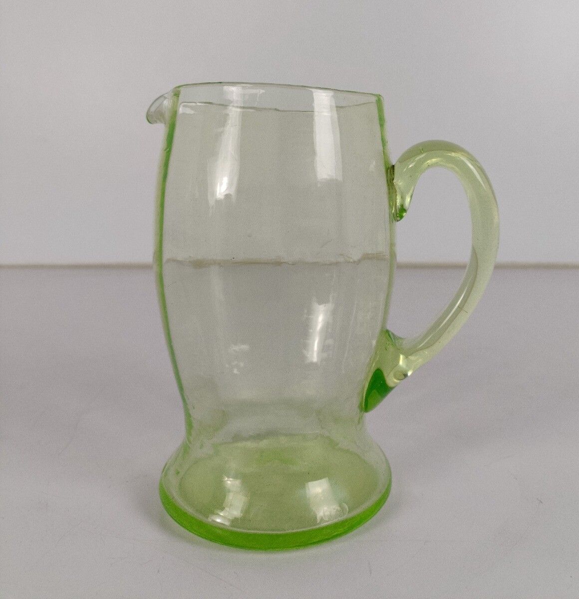 Art Deco Uranium Green Glass Antique Jug Pitcher Ewer Lights Up In The Dark photo vintage