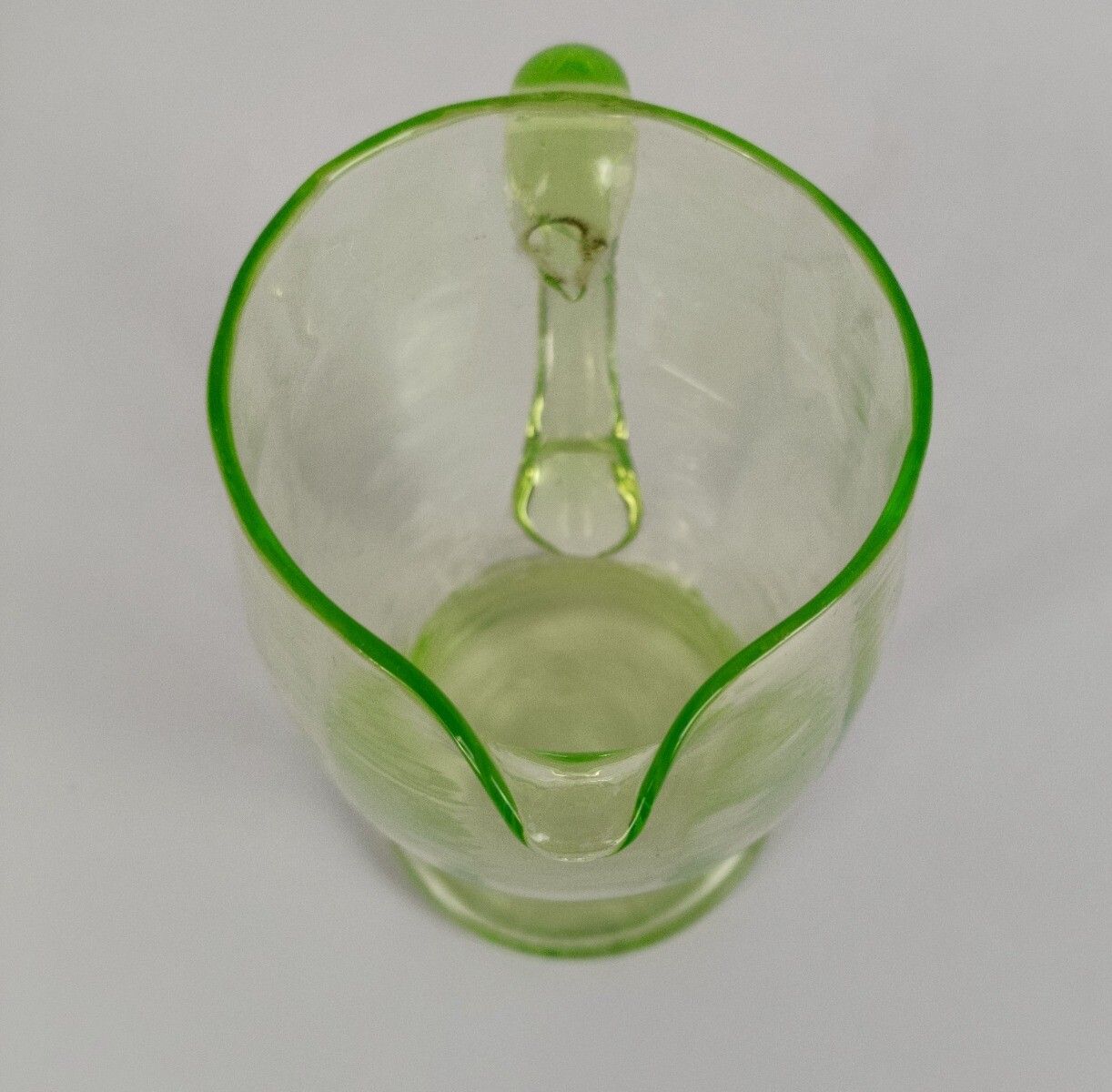 photo furniture Art Deco Uranium Green Glass Antique Jug Pitcher Ewer Lights Up In The Dark