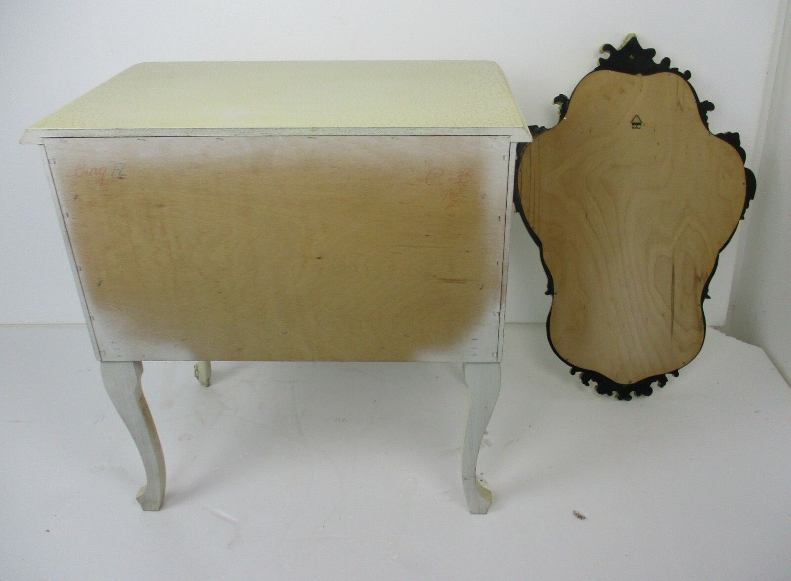 Furniture French Provincial White Crackled Chest Of Drawers Wood With Mirror Florentine photo