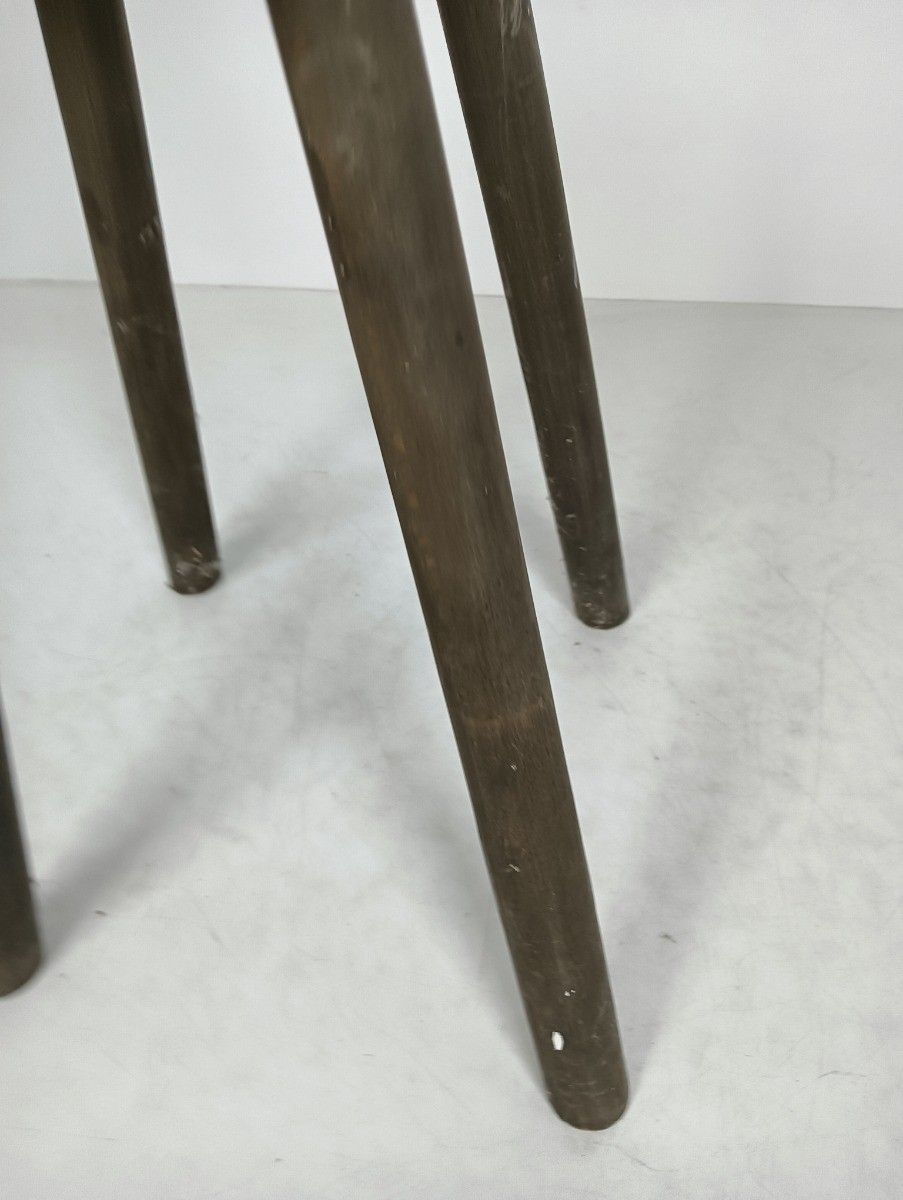 Vintage Carved Wooden  Milking Stool Side Table Pedestal Plant Stand Barn Style photo furniture