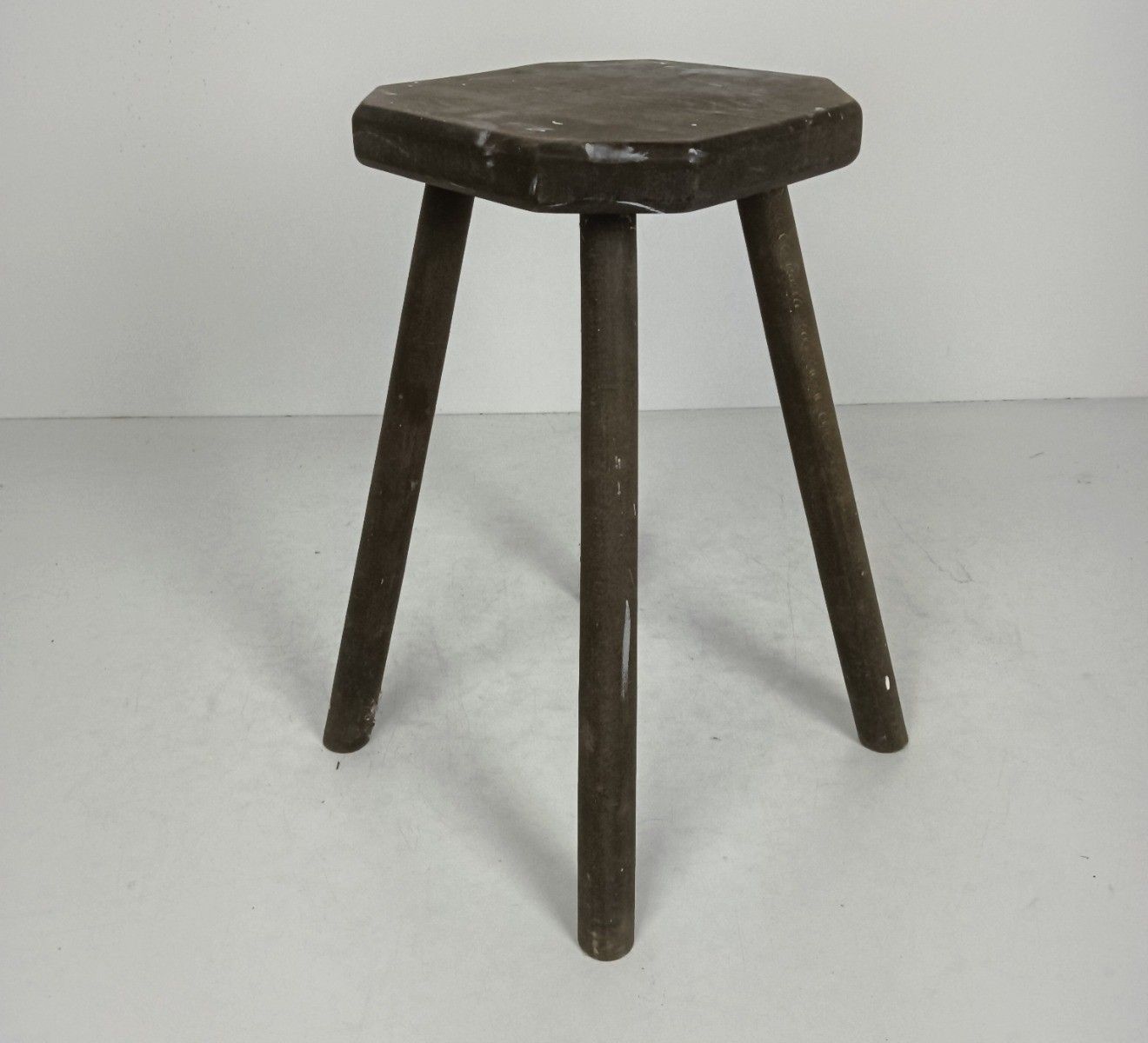 Vintage Carved Wooden  Milking Stool Side Table Pedestal Plant Stand Barn Style photo Furniture