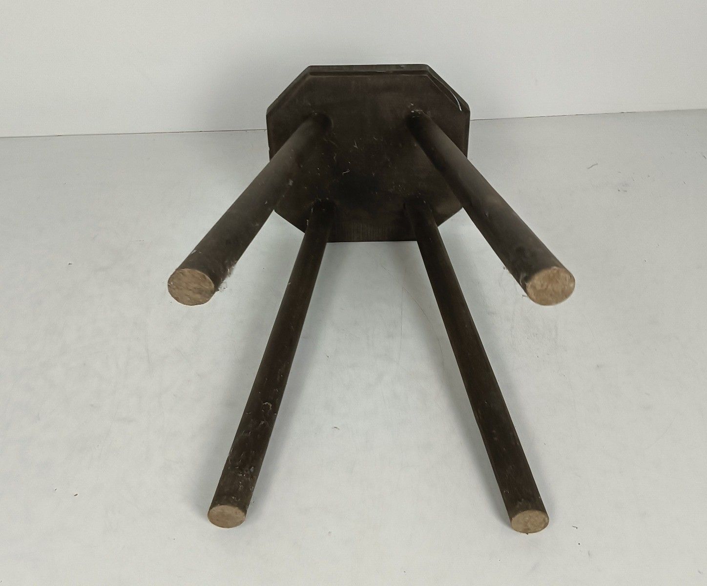 Vintage Carved Wooden  Milking Stool Side Table Pedestal Plant Stand Barn Style photo vinterior