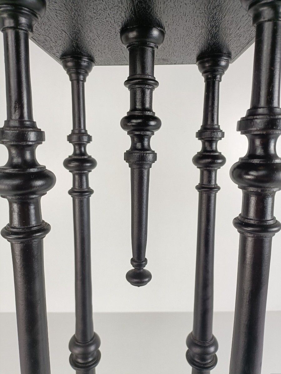 Black Lacquered Wood Wooden Pedestal Plant Bonsai Stand Console Spindles Gorgeou photo buy