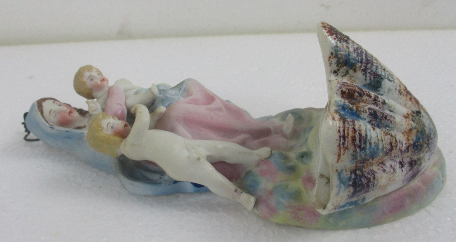 Porcelain Bisque Holy Water Font Vessel Virgin Mary And Infant Jesus  John The B photo Art