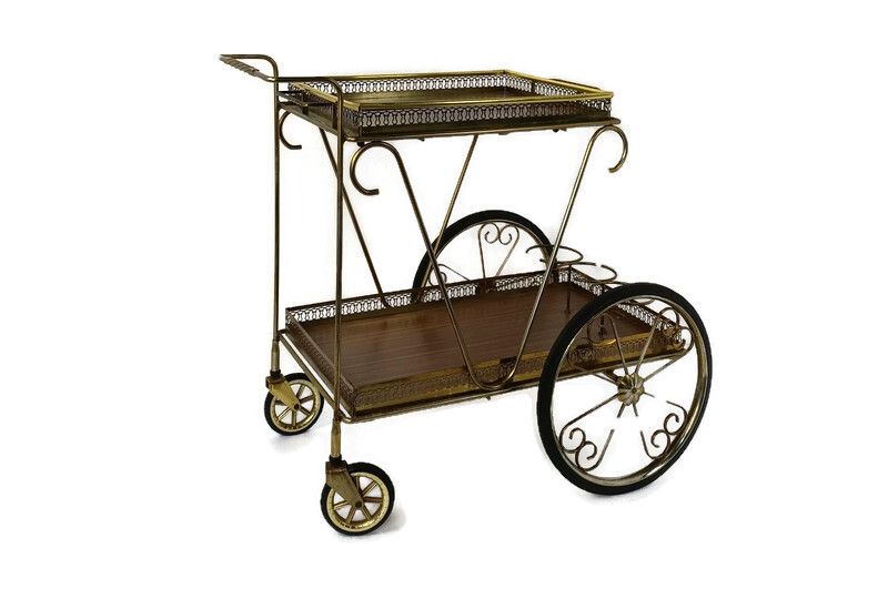 Mid Century Modern Brass Bar Trolley Cart Serving Tray Small  Svenskt Style Wow