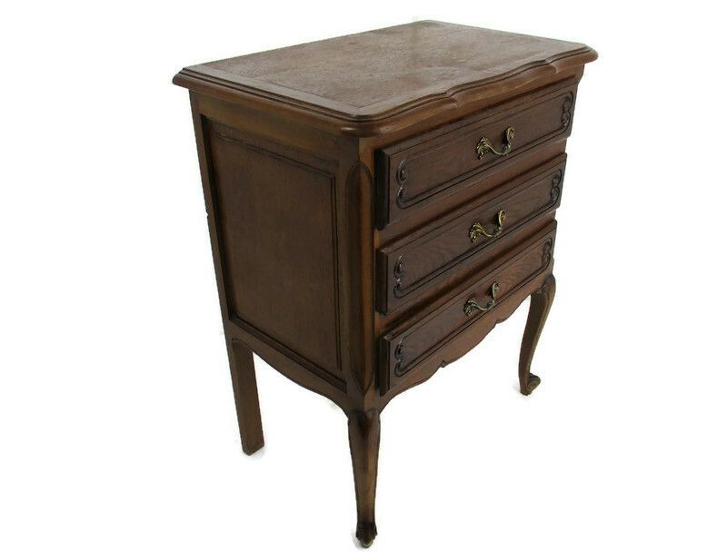 Chest Of Drawers Cabinet End Side Table Night Stand Queen Anne Style Marked