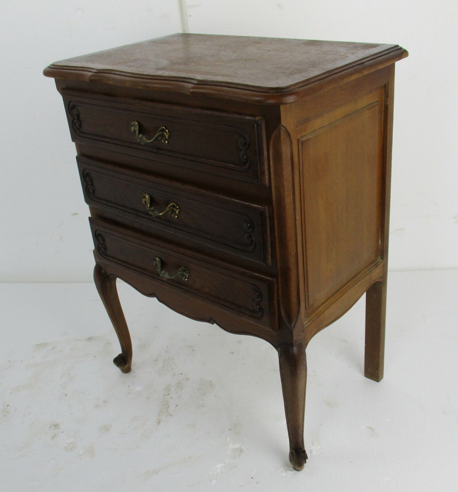 Chest Of Drawers Cabinet End Side Table Night Stand Queen Anne Style Marked photo vintage