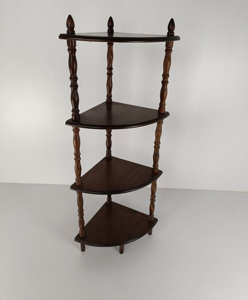 Pedestal Display Side Table Plant Stand Italian Wood Vintage Display Etagère 4 photo for sale