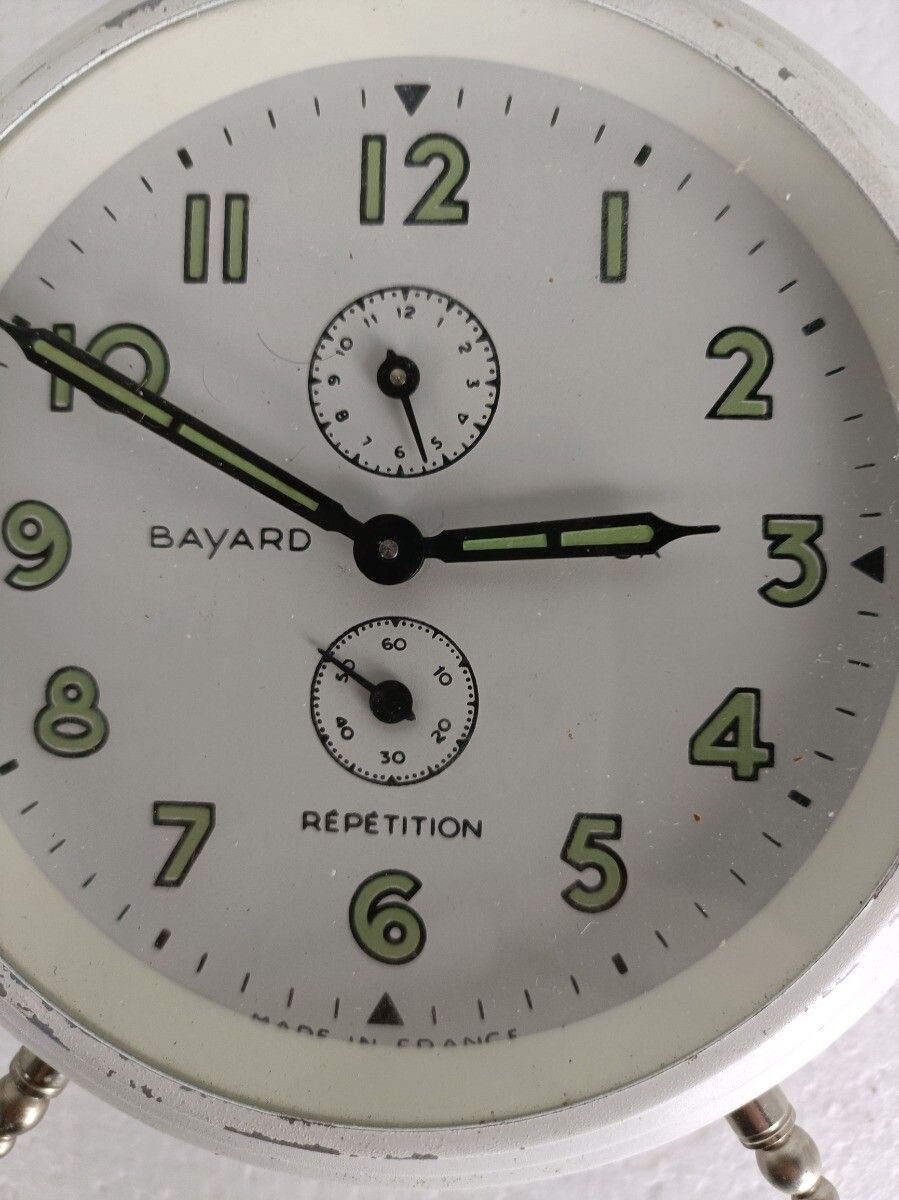 French Vintage Alarm Clock Bayard Stentor Repetition Glow In The Dark Clock photo for sale