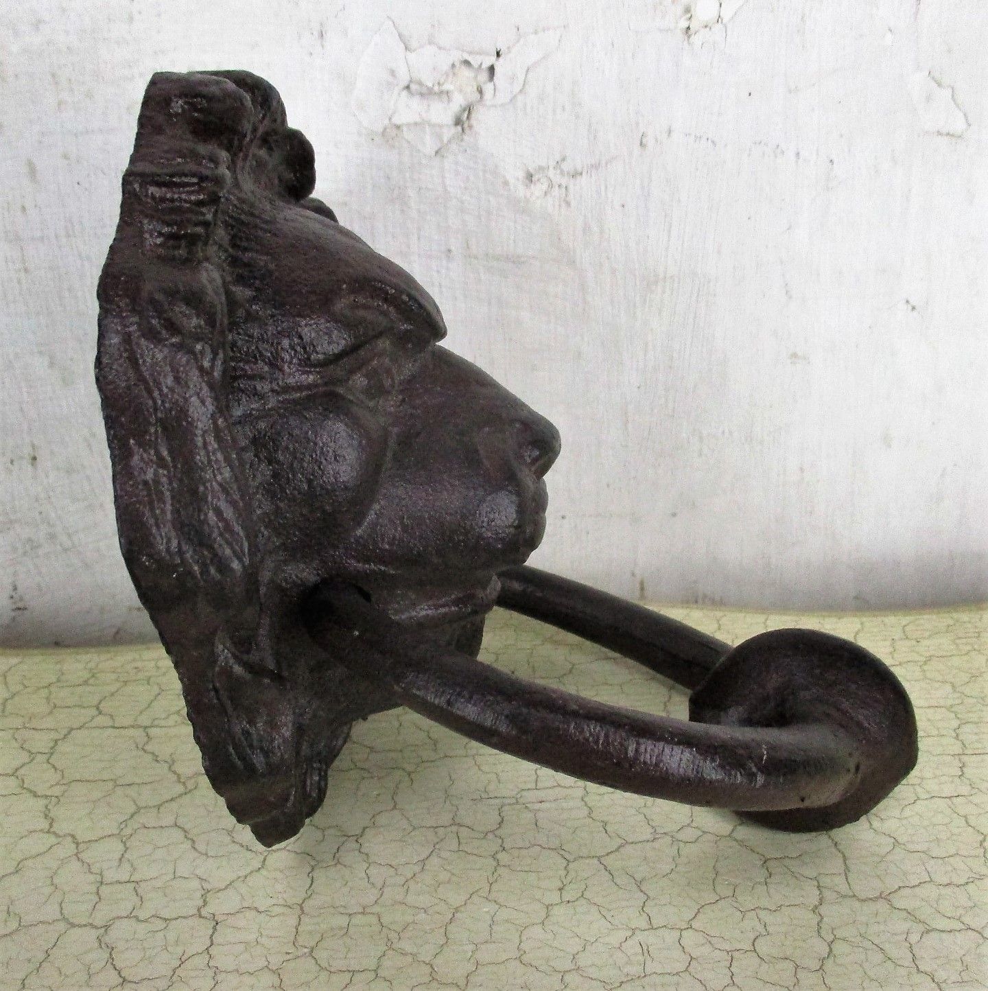 Xxl Cast Iron Door Knocker Lions Head Ring Architectural Gorgeous Reclaimed photo furniture