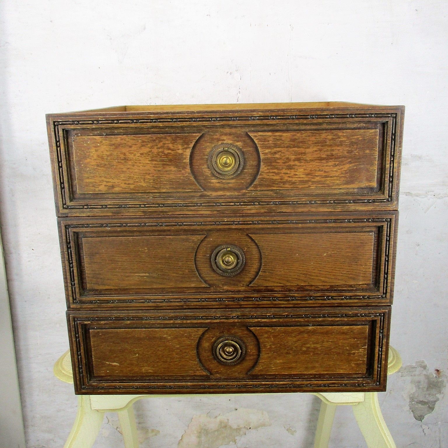 Furniture Antique Hand Carved Oak Kitchen Drawer Architectural Reclaimed Salvaged photo