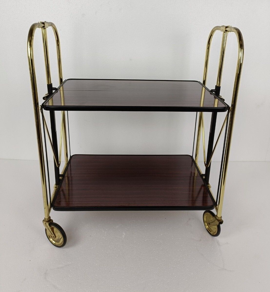 Mid Century Side Table Bar Cart Tea Cocktail Serving Trolley Belgium  Foldable photo Furniture