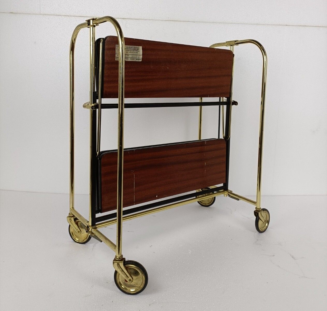 Mid Century Side Table Bar Cart Tea Cocktail Serving Trolley Belgium  Foldable photo vintage