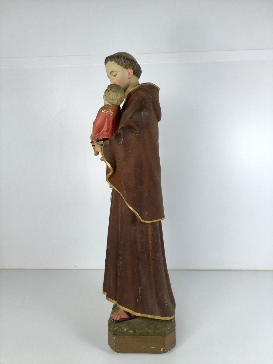 Antique 1900s Neo Gothic St Saint Anthony Padua Church Statue  Finder Lost Artic photo vintage