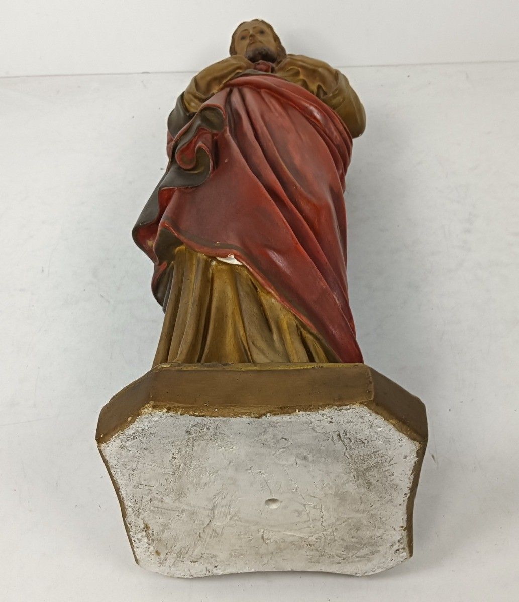 728.0 Large Antique 1900 Church Chapel Statue Jesus Christ Sacred Heart Polychrome Neo photo