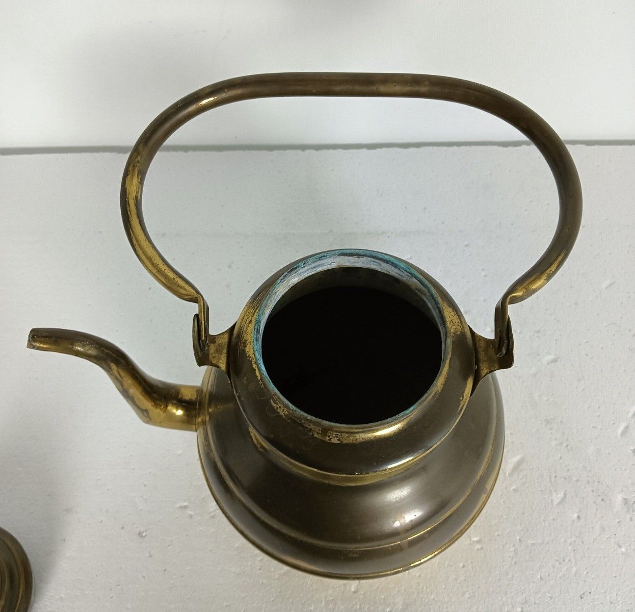 Antique Brass Tea Coffee Water Kettle, Funky Hammered Brass Decorative photo 61.0