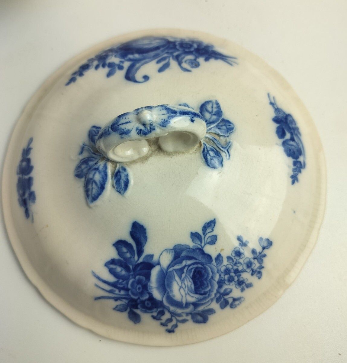 photo for sale Art Nouveau Antique  Boch Mettlach Blue Rose Germany  Serving Bowl Dish  Soup Tu
